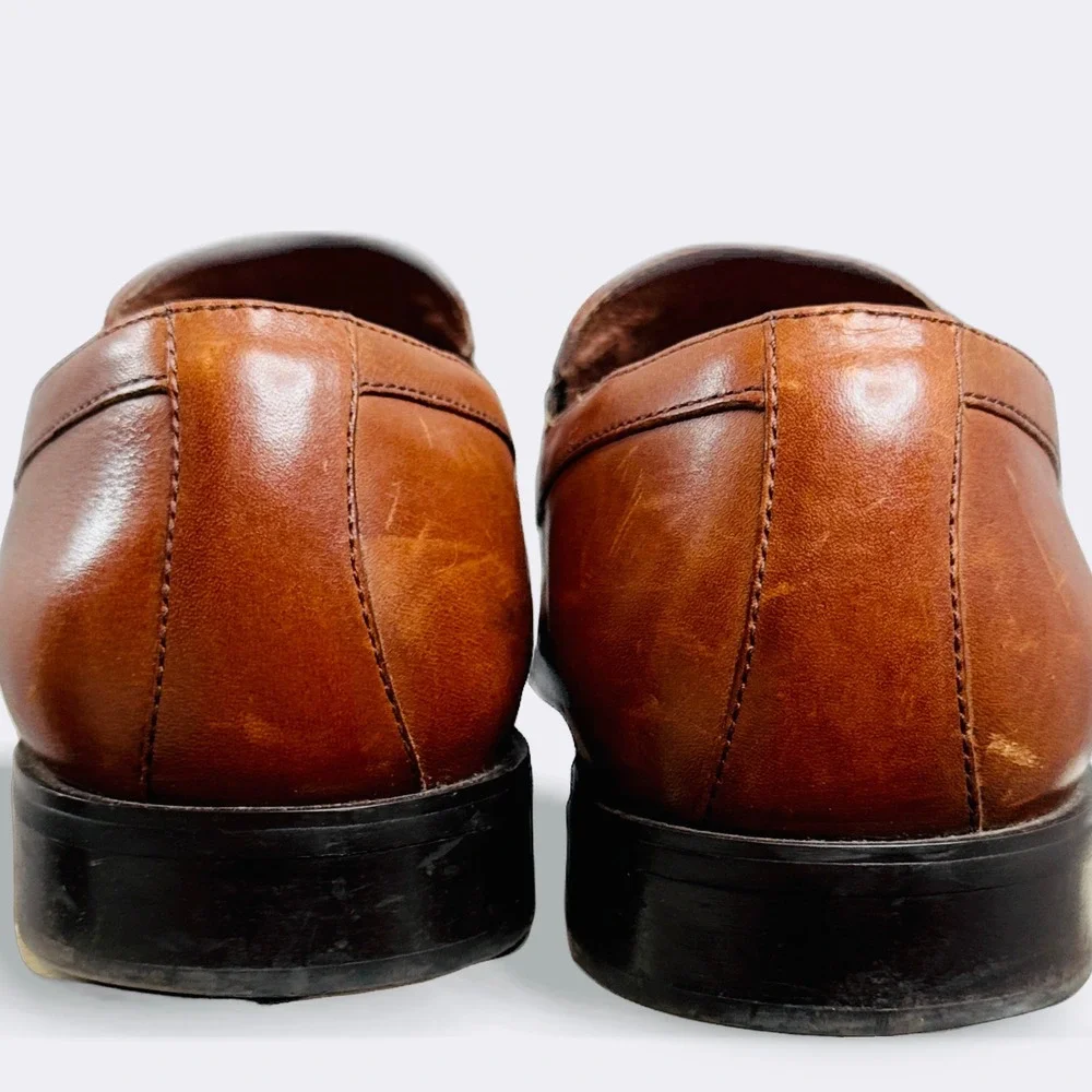 Size 11 Bostonian Leather Slip On Loafers Square Toe Dress Shoes Made in the USA